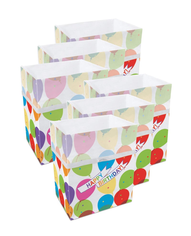 Clean Cubes 13 Gallon Disposable Pop-Up Trash Cans (6-Pack) with Fitted Bags â€“ Foldable Garbage & Recycling Bins for Parties, Events & Kitchen (Birthday, 17" H x 13.5" W x 10" D) - Image 1